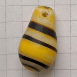 Striped Drop Glass Bead Yellow