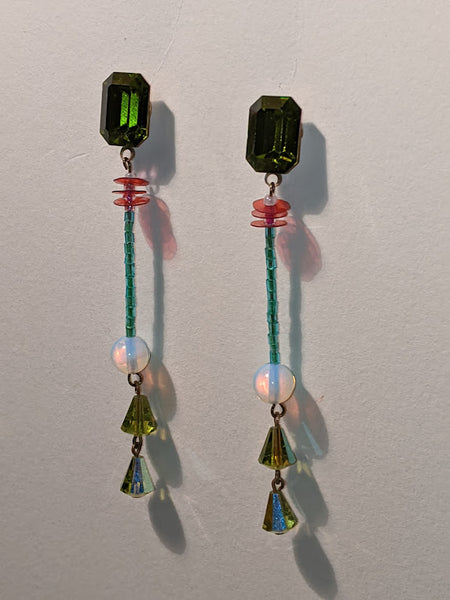 mossy drip drop earrings